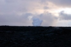 Smoke from where the lava hits the ocean